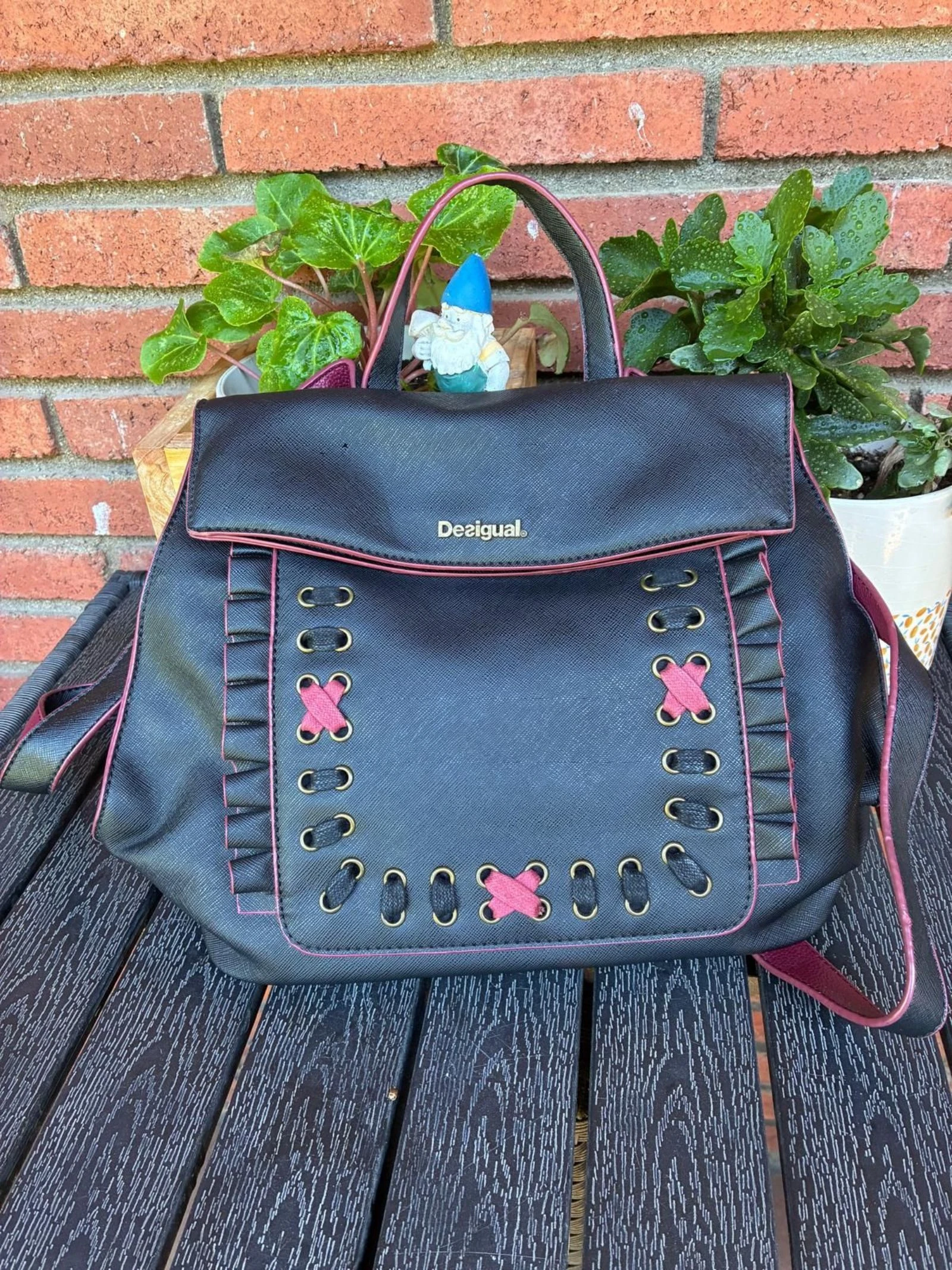 Bolso/mochila negro y rosa